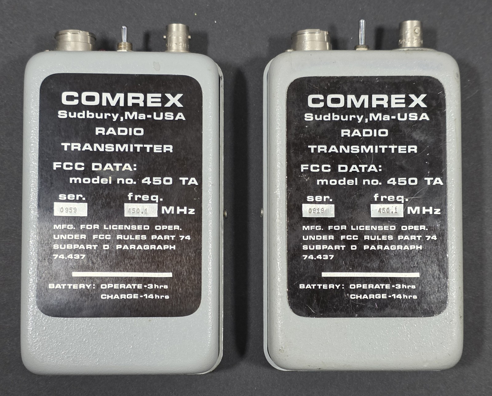 Vintage COMREX 450 TA Broadcast Auxiliary Transmitter Pair Hubbard KSTP Part 74