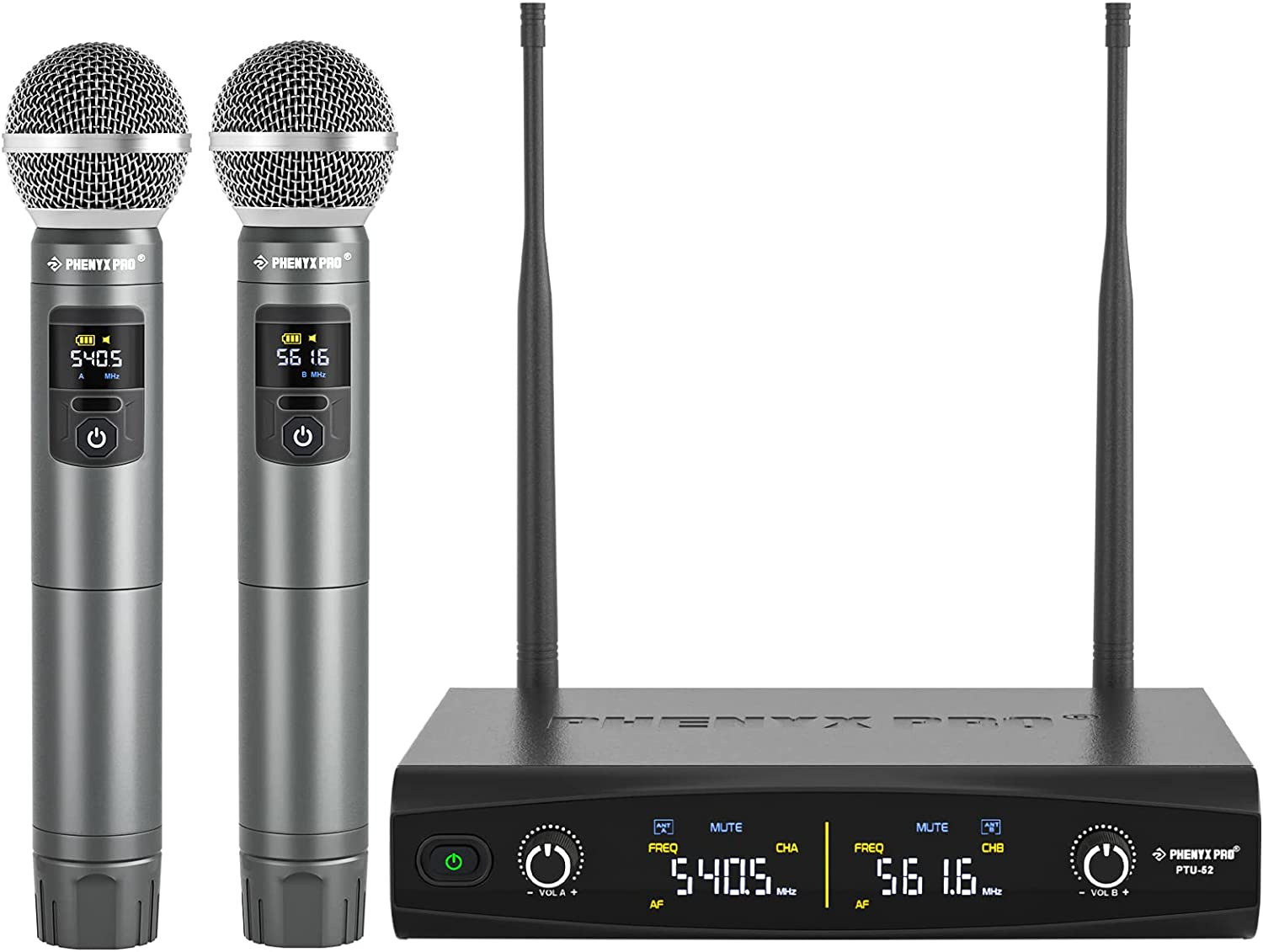 Wireless Microphone System, Metal Wireless Mic Set with Case,Handheld Cordless D