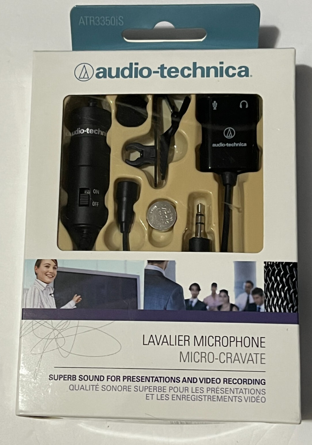 Audio-Technica ATR3350iS Omnidirectional Condenser Lavalier Microphone 3.5 mm
