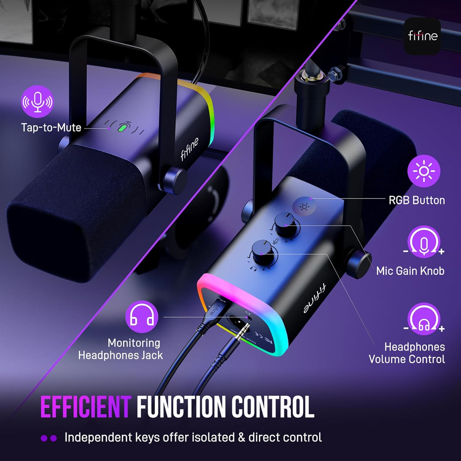 FIFINE XLR/USB Gaming Microphone Set, Dynamic PC Mic for Streaming Podcasting, C