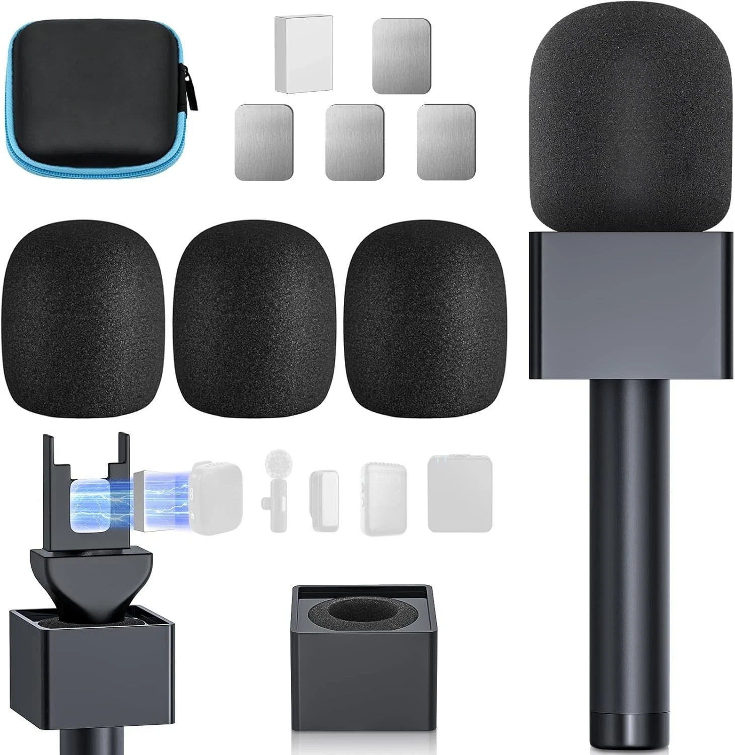Handheld Adaptor for Interview Mic, Mic Handle Compatible with DJI, Black