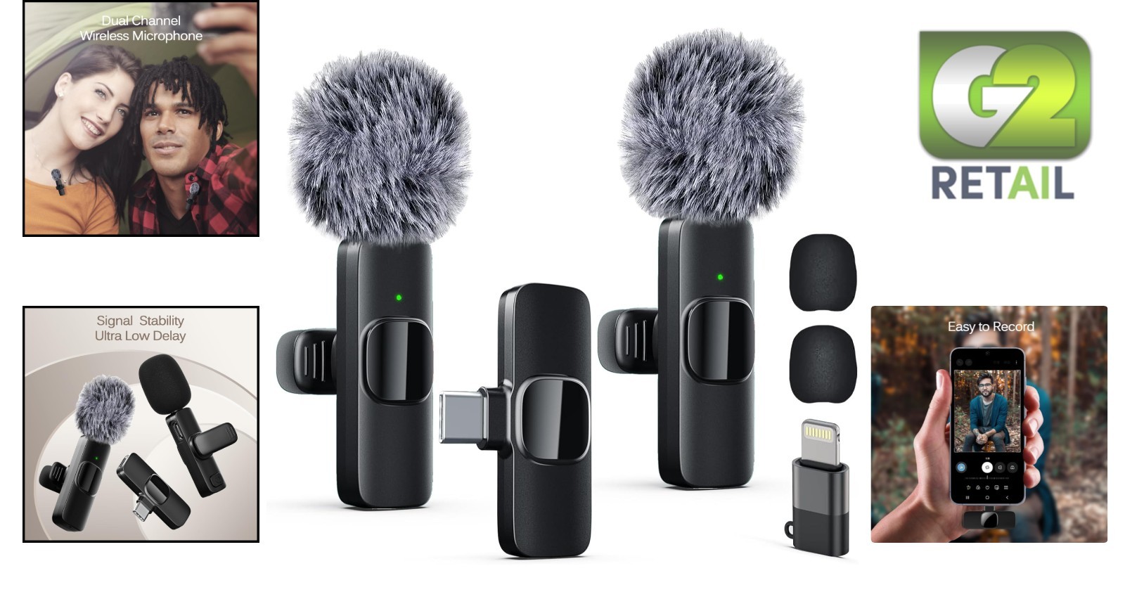 Omnidirectional Wireless Microphone System for Vlogs & Interviews – Plug & Play