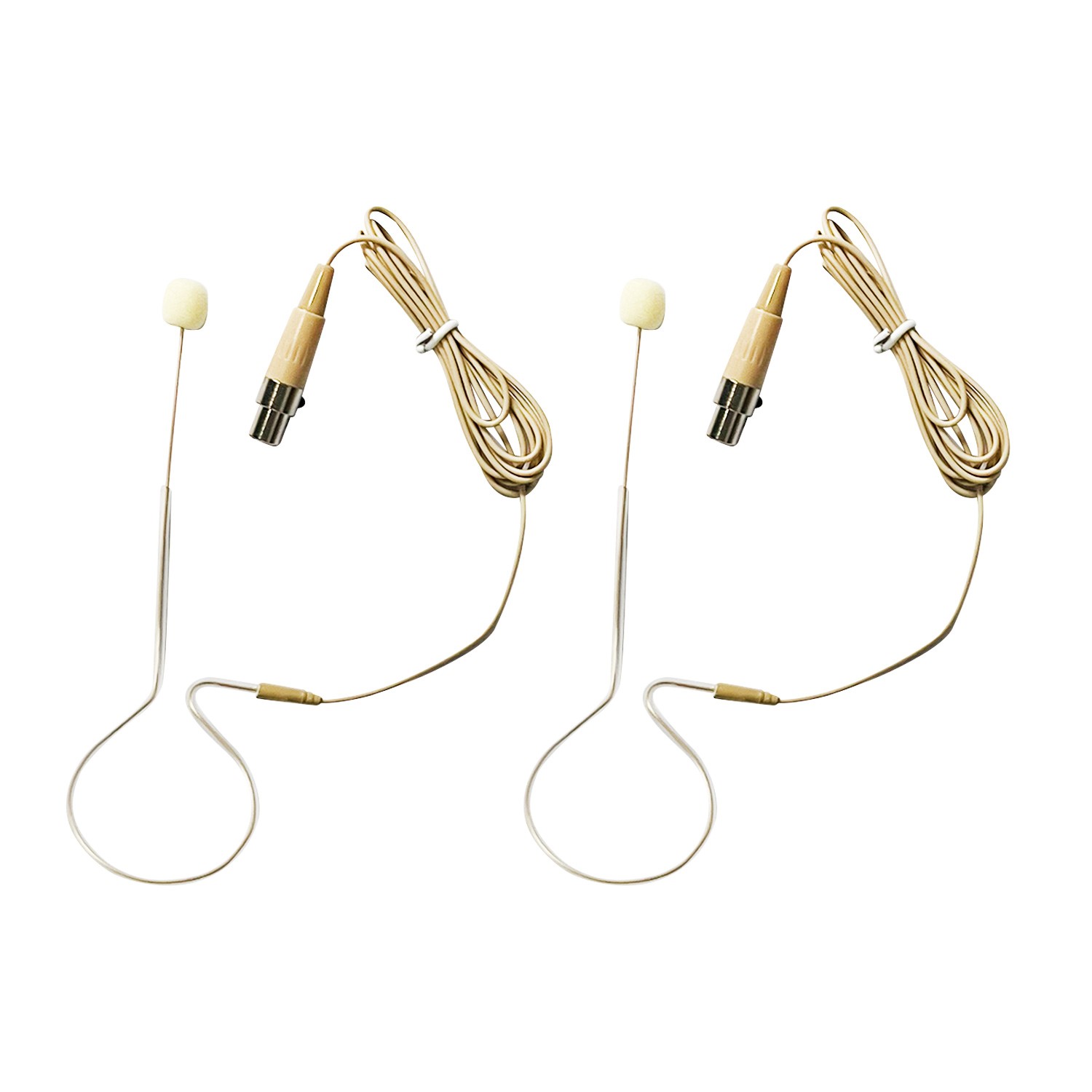 Beige Single Earhook Headset mini XLR Microphone For Shure Wireless-TA4F 4Pin ×2