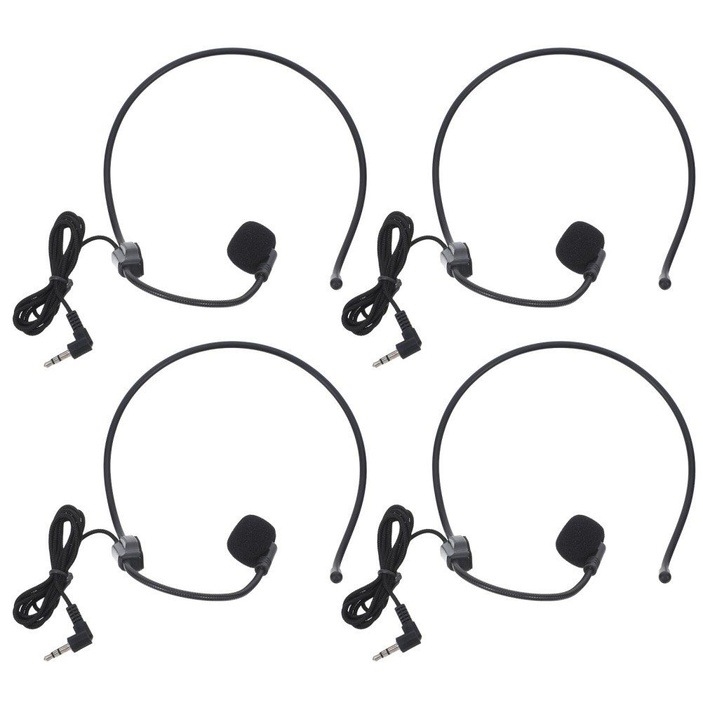 4Pcs Wired Headset Microphone Durable Over Ear Condenser Mic for Public Speaking