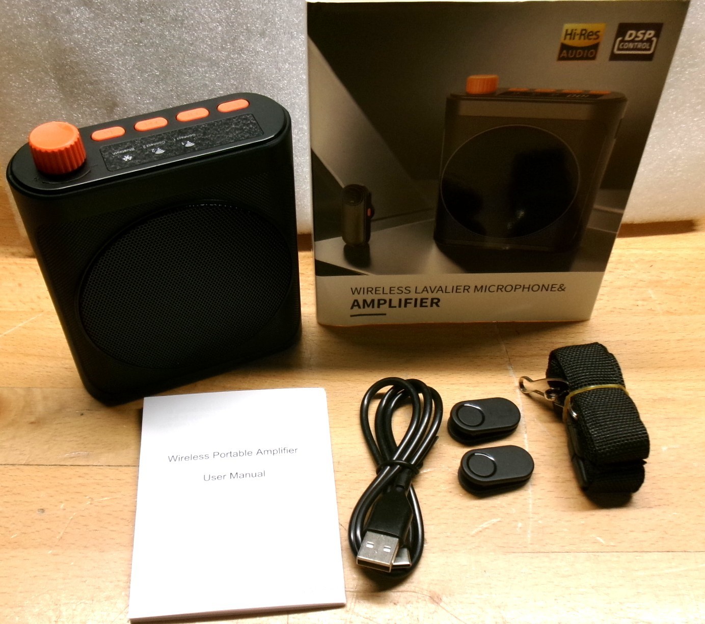 Portable Wireless Voice Amplifier with Two Bluetooth Lavalier Microphones