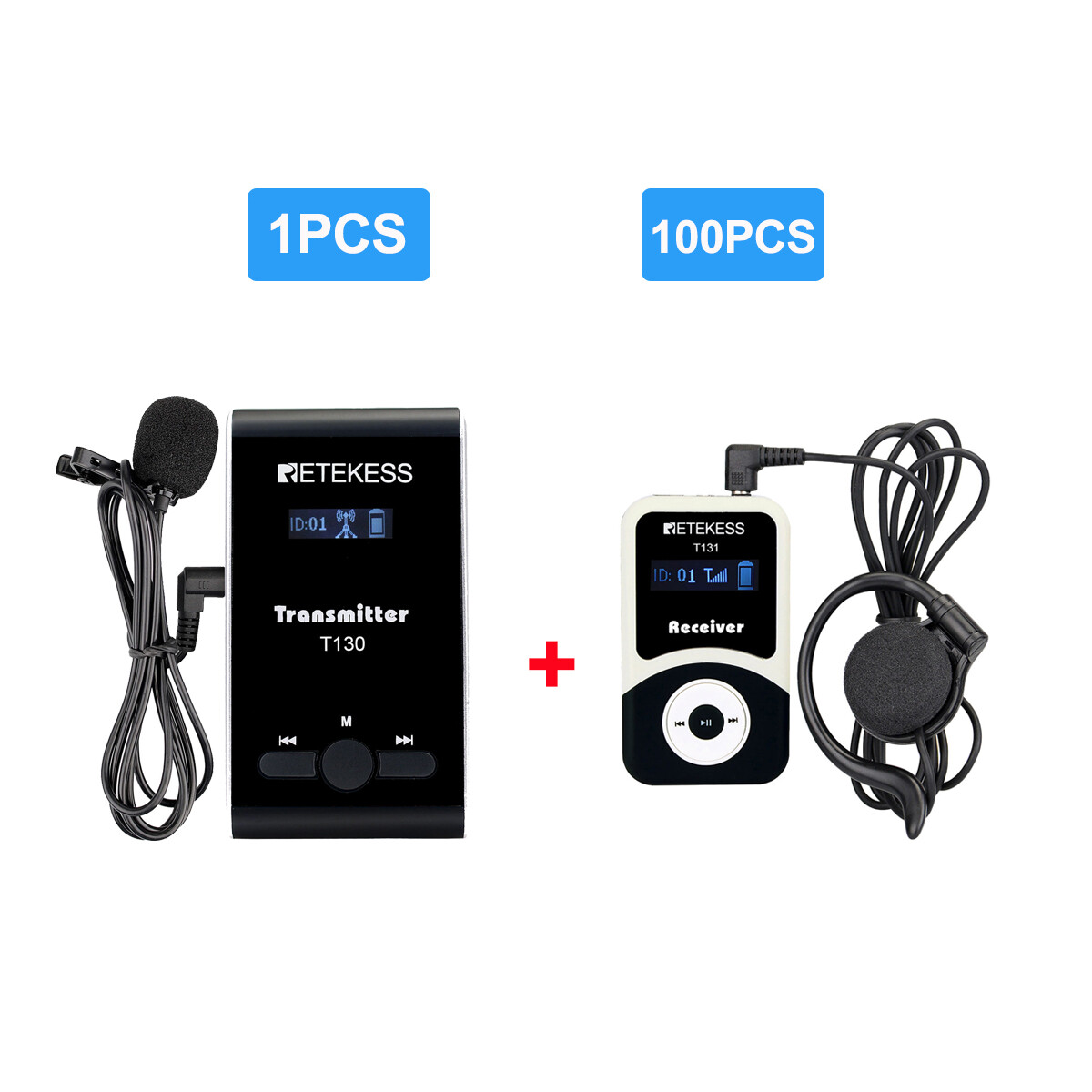 Retekess T130 Tour Guide System 1 Transmitter 100 Receiver for Church Plant Tour