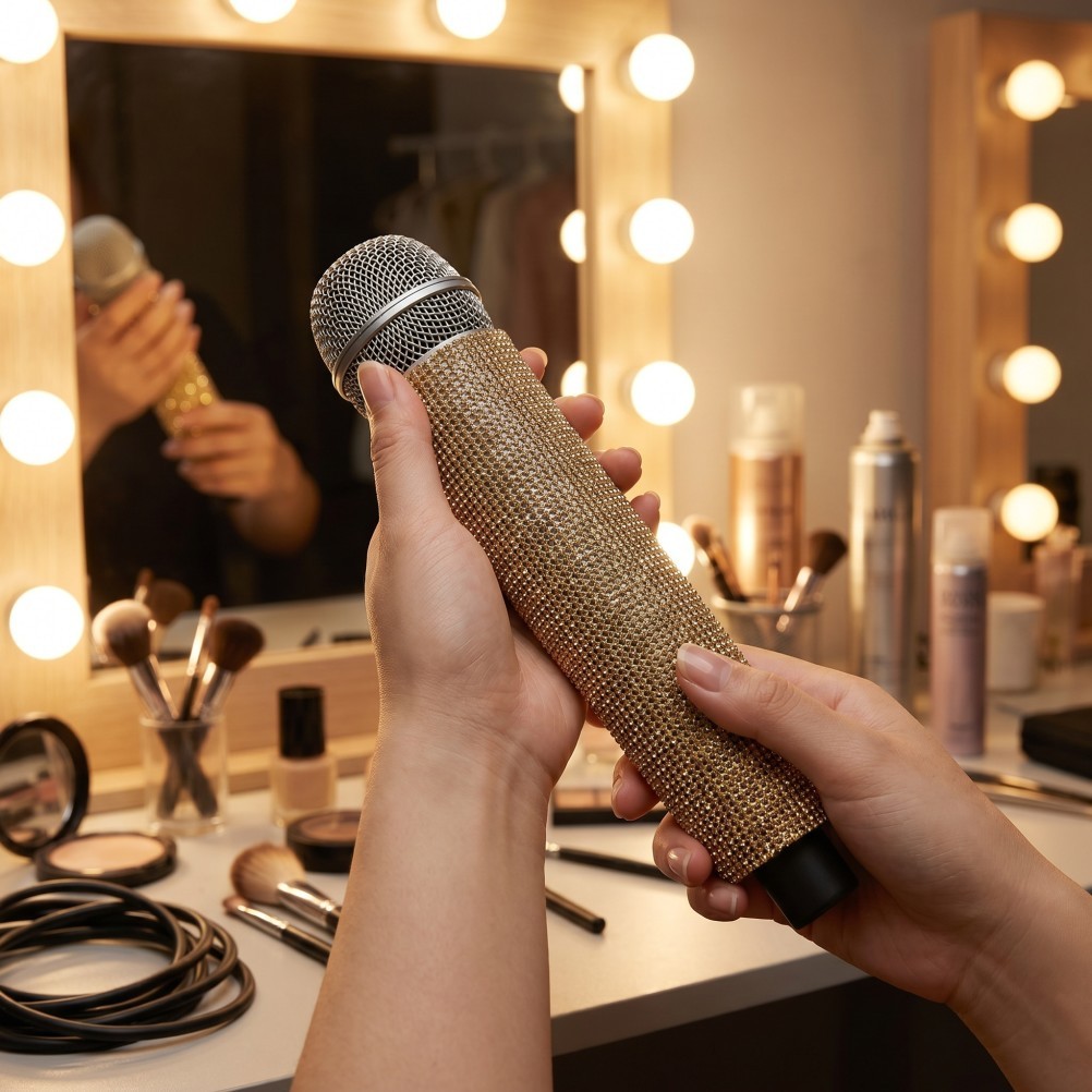 Wireless Microphone Rhinestone Sleeve Sparkling Handle Cover for