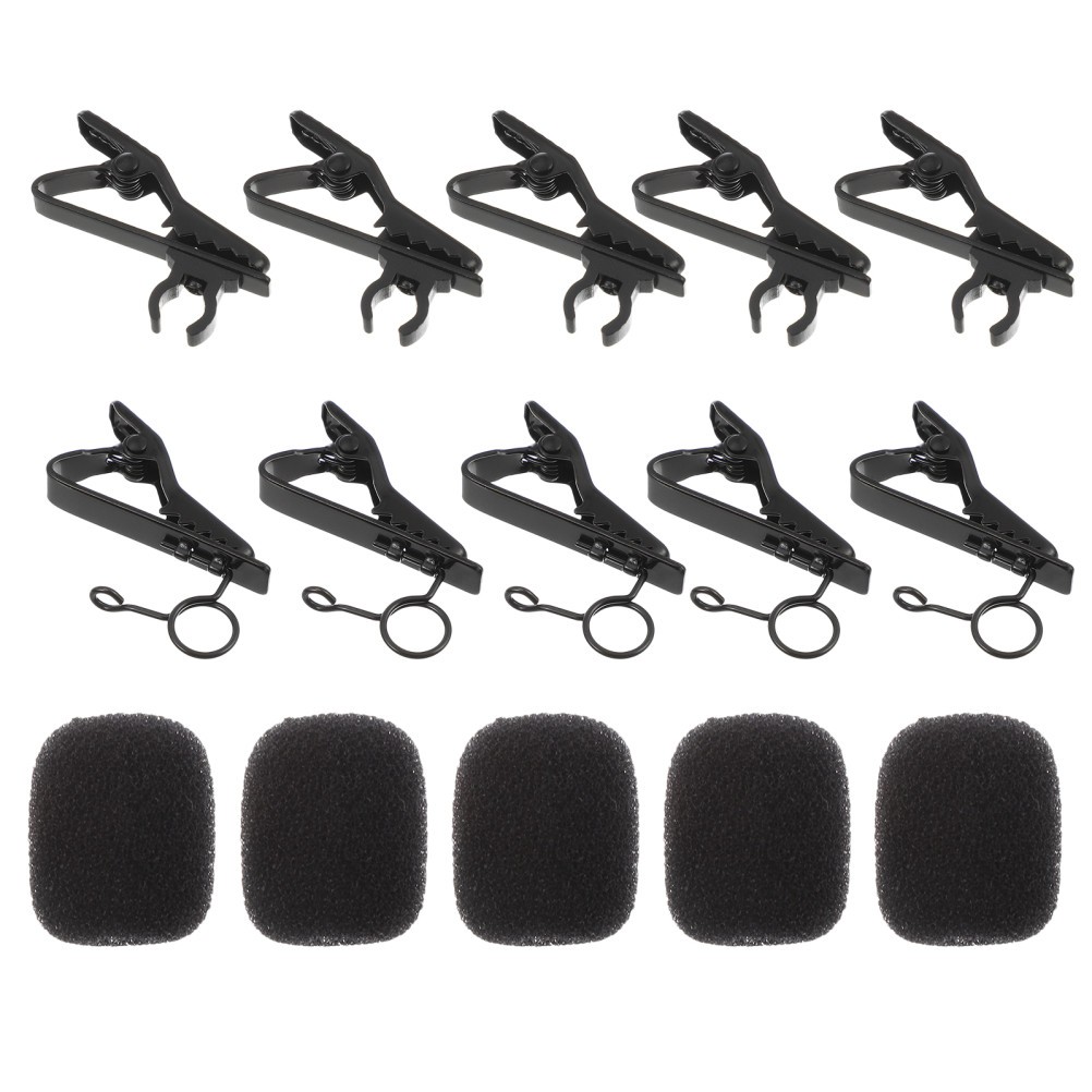 18Pcs Microphone Clips Set with Reusable Sponge Covers and Wire Clips Black