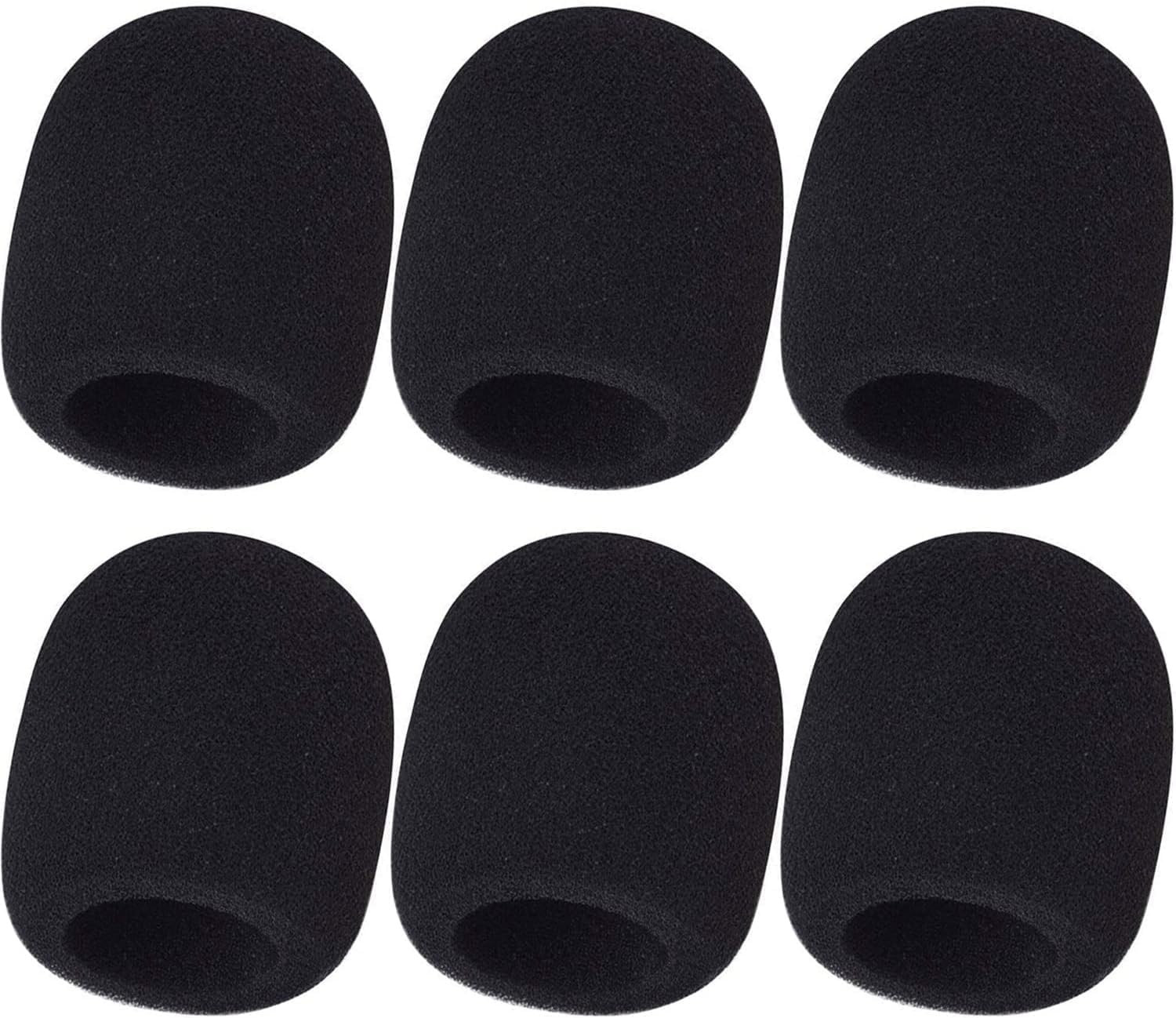 6 Pack Microphone Foam Windscreen Cover Black Handheld Mic Pop Filter Universal