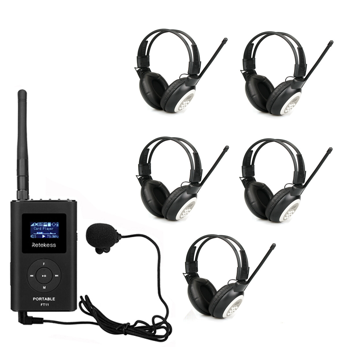 Retekess Wireless Tour Guide System Transmitter 5Receiver Meeting Church Factory
