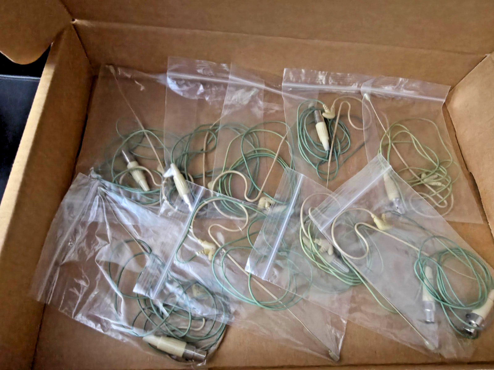 Lot of 10 Single Ear Headset Mics Mini 4-Pin XLR Beige Theater Broadcast