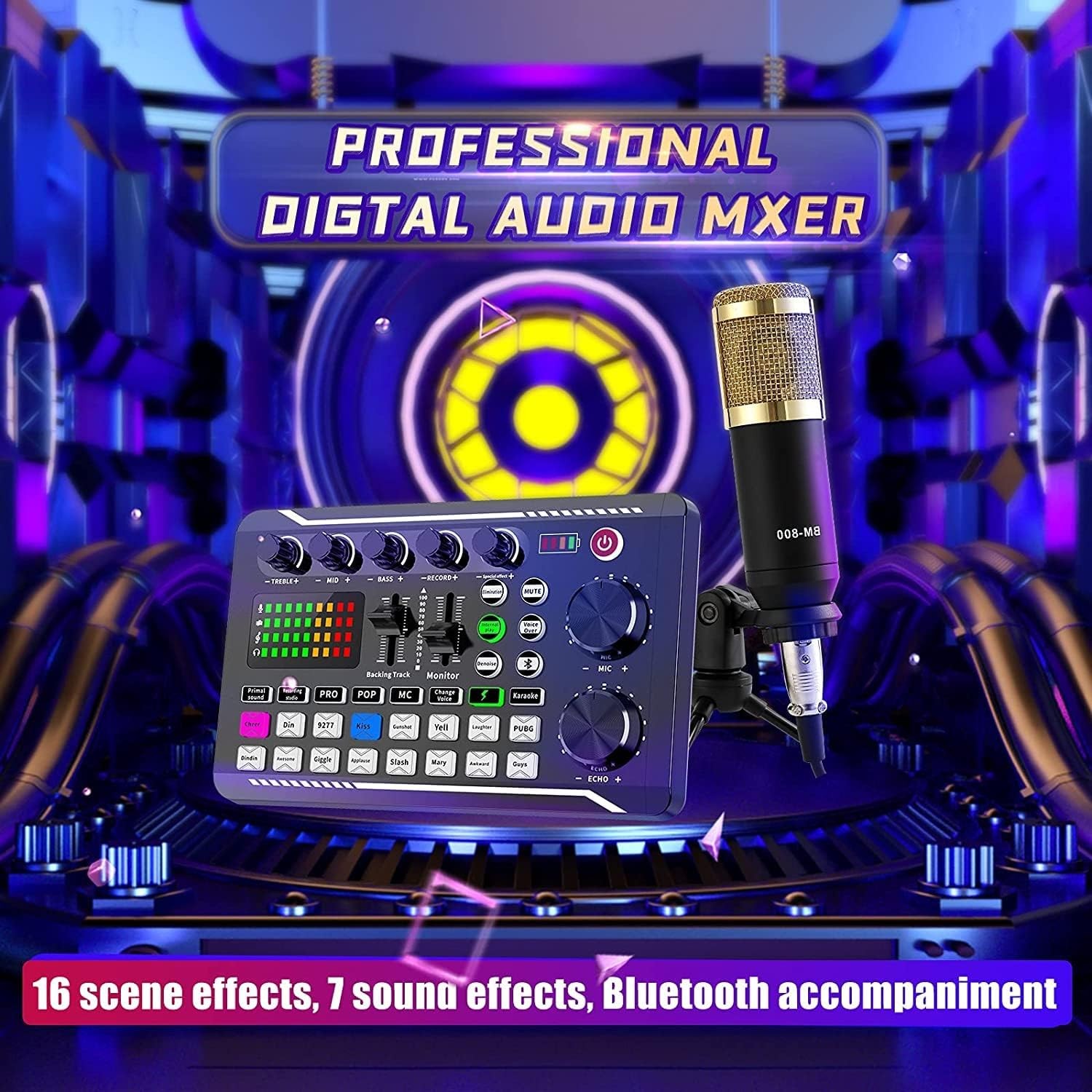 SINWE Podcast Microphone Bundle, BM-800 Condenser Mic with Live Sound Card Ki…