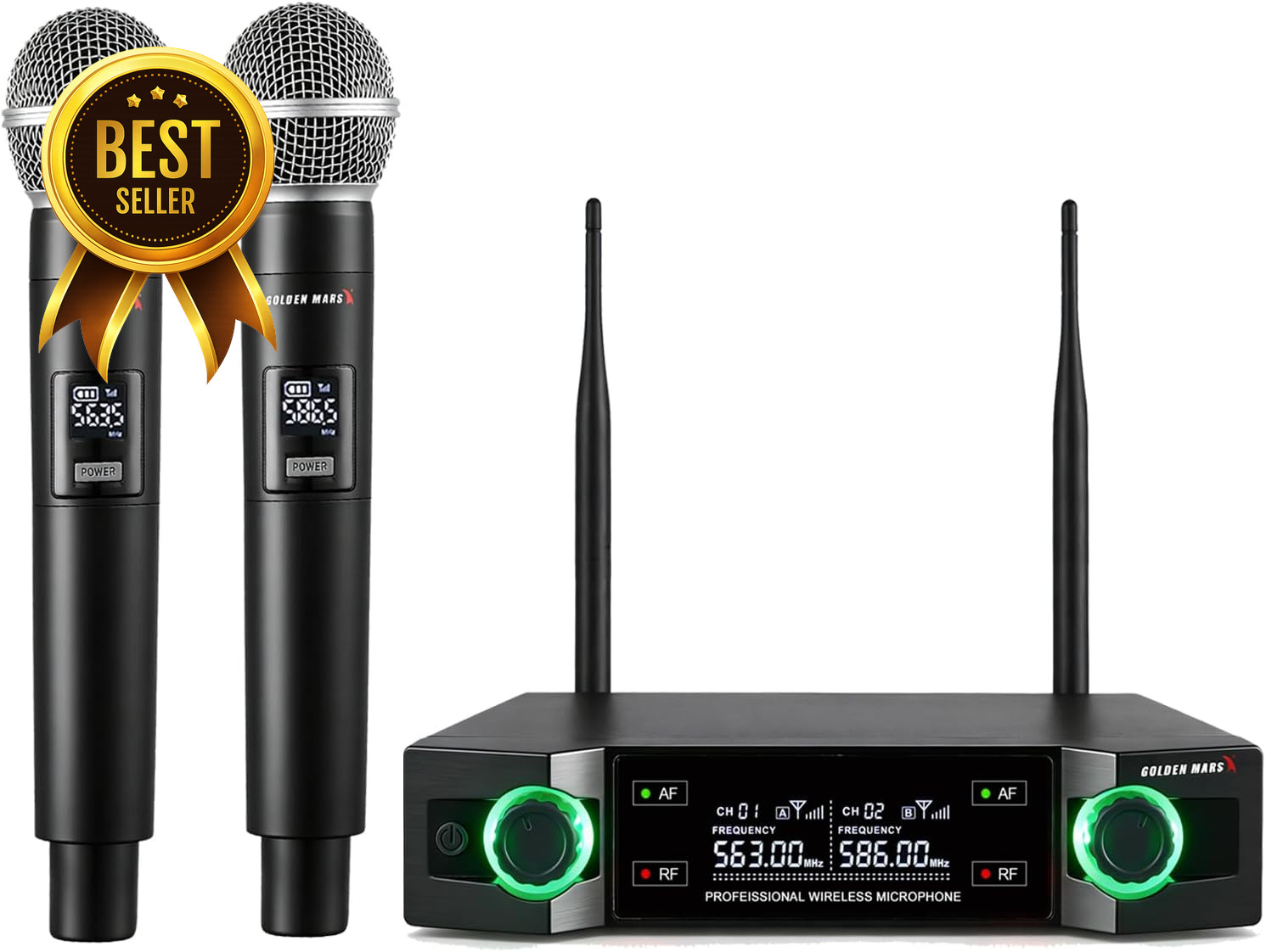 2.4GHz Wireless Microphone System Rechargeable 300ft Karaoke DJ Church