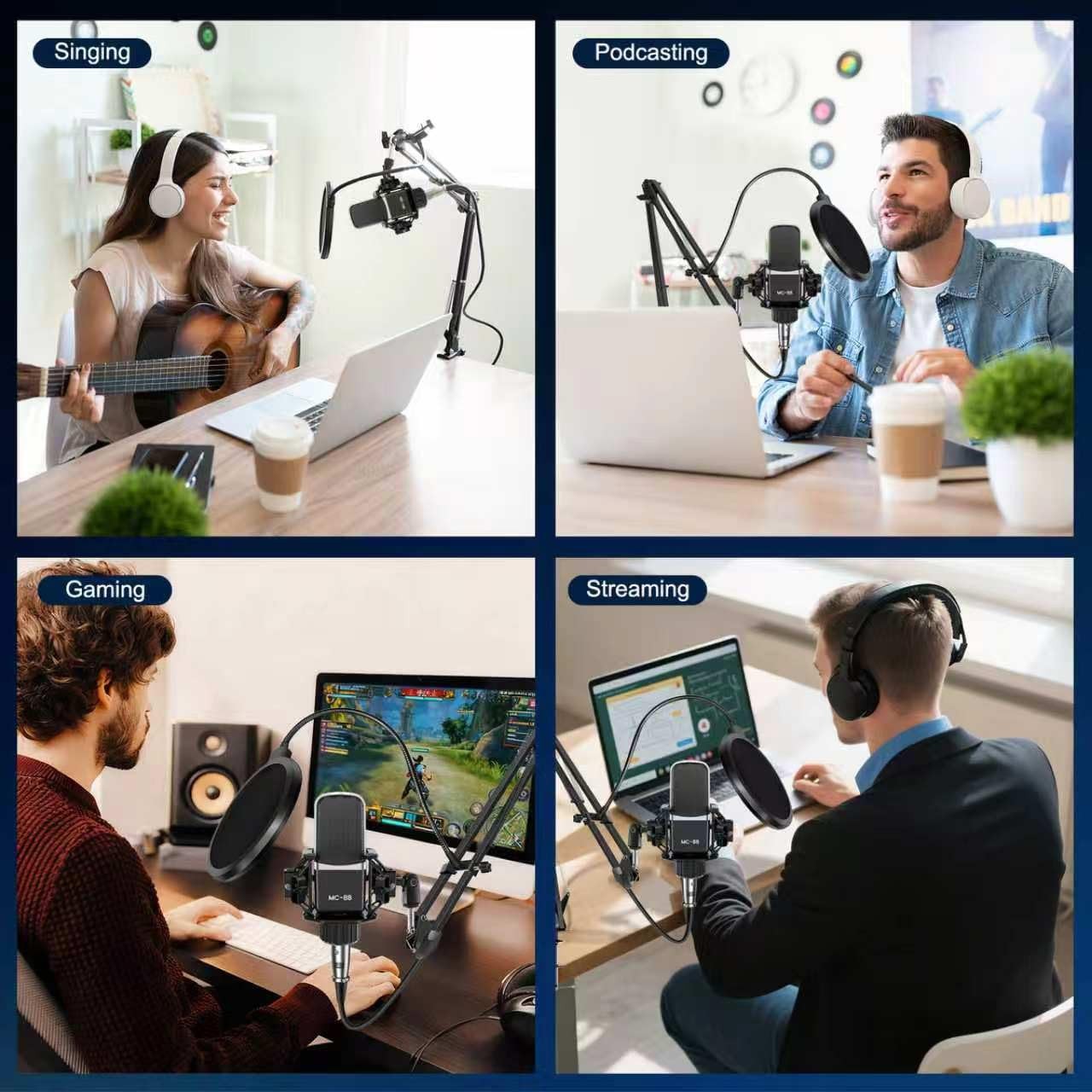 Upgraded Podcast Microphone Bundle, Podcast Equipment Bundle for 2, Recording…