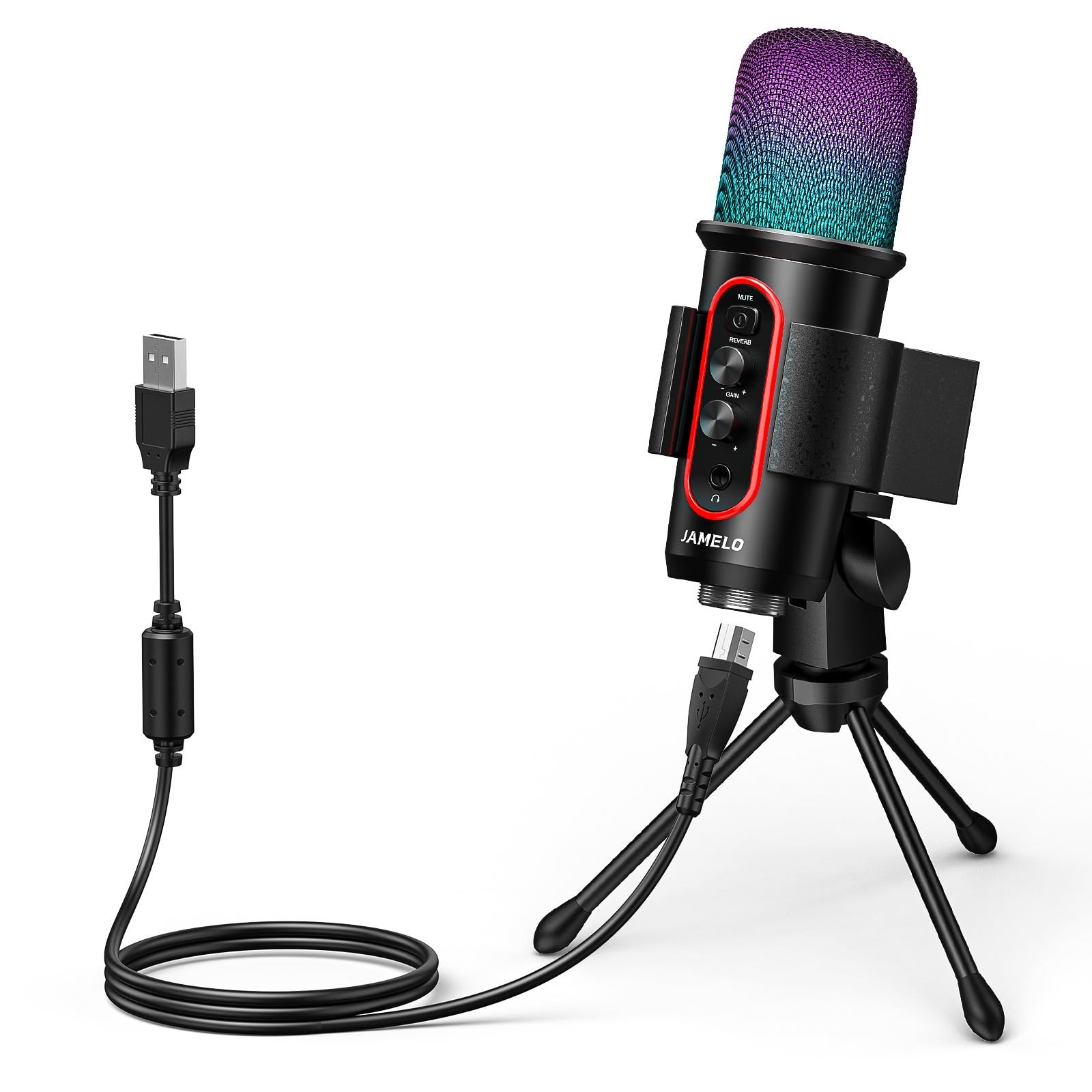 Gaming Microphone, USB Computer Condenser Mic for PC/Laptop/Phone/PS4/5, RGB,…