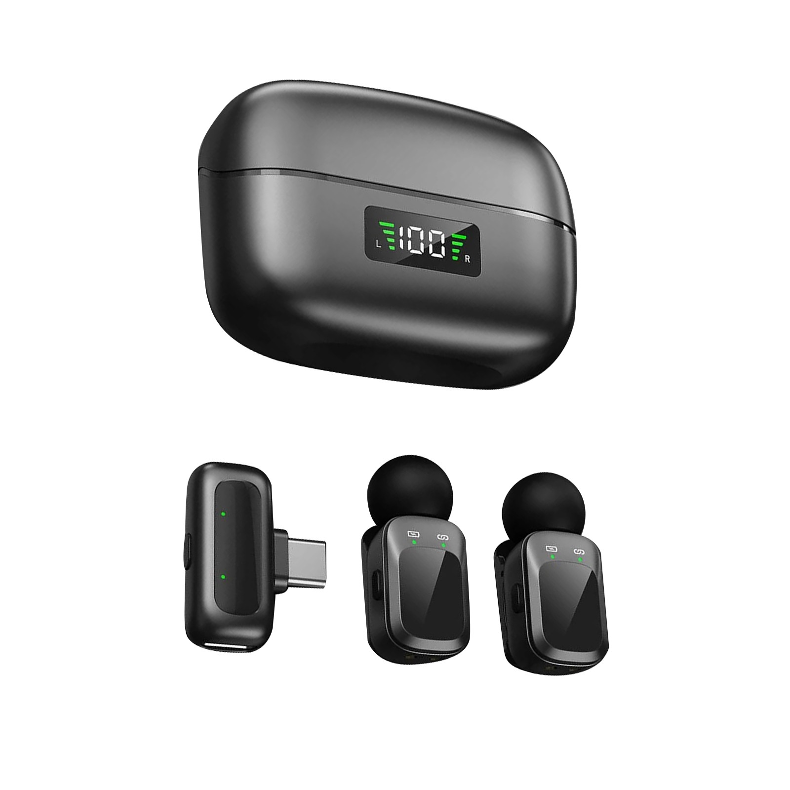 Type-C Wireless Lavalier Mic Kit for Android Phone 2.4G Charging Case Included