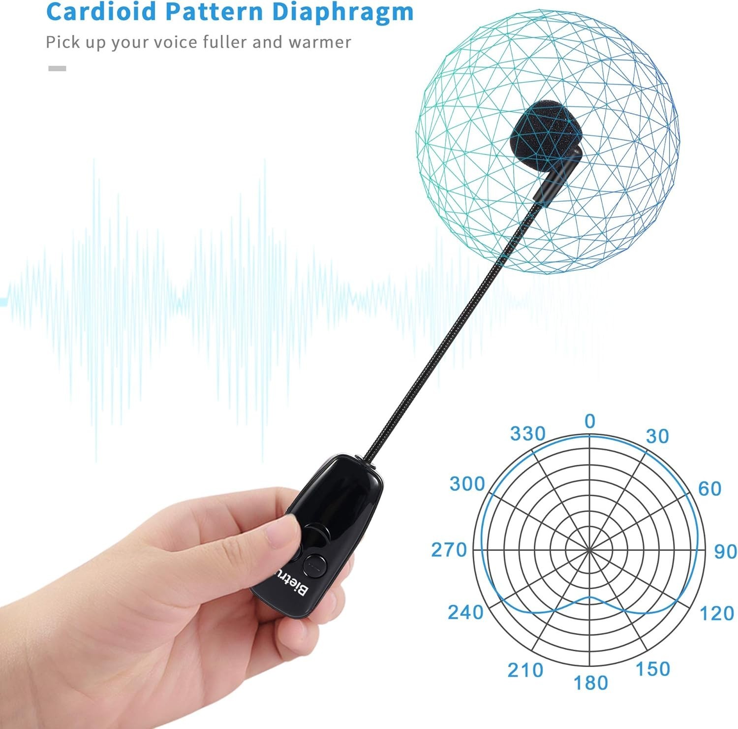 UHF Wireless Microphone System with Detachable Headset, Ideal for Presentations