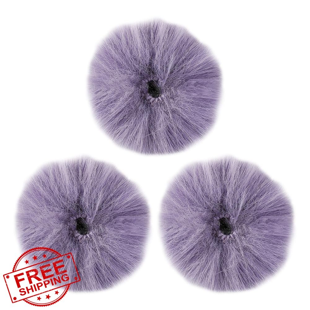 GSHLLO Furry Lavalier Mic Windscreen Purple 3 Pcs