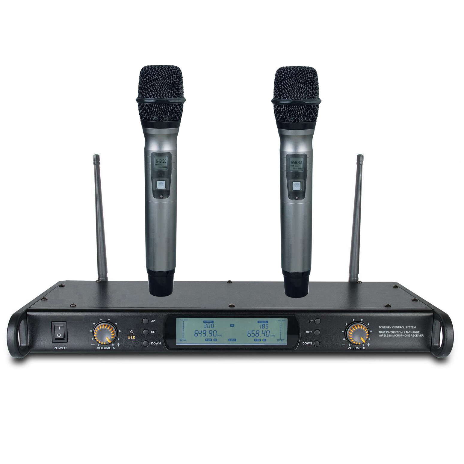 Professional UHF Dual Wireless Vocal Microphone System Karaoke Church Stage Mics