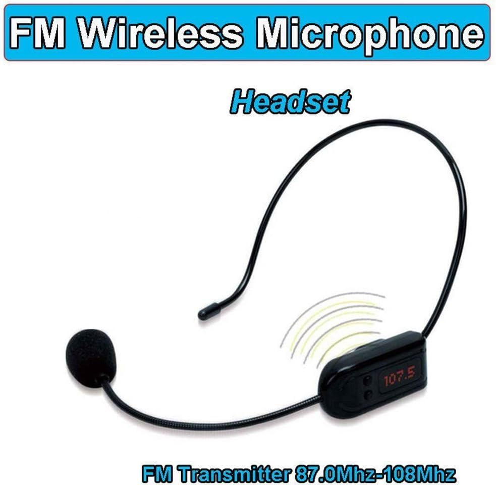 Wireless FM Condenser Microphone Headset, Hands-Free with Rechargeable Battery