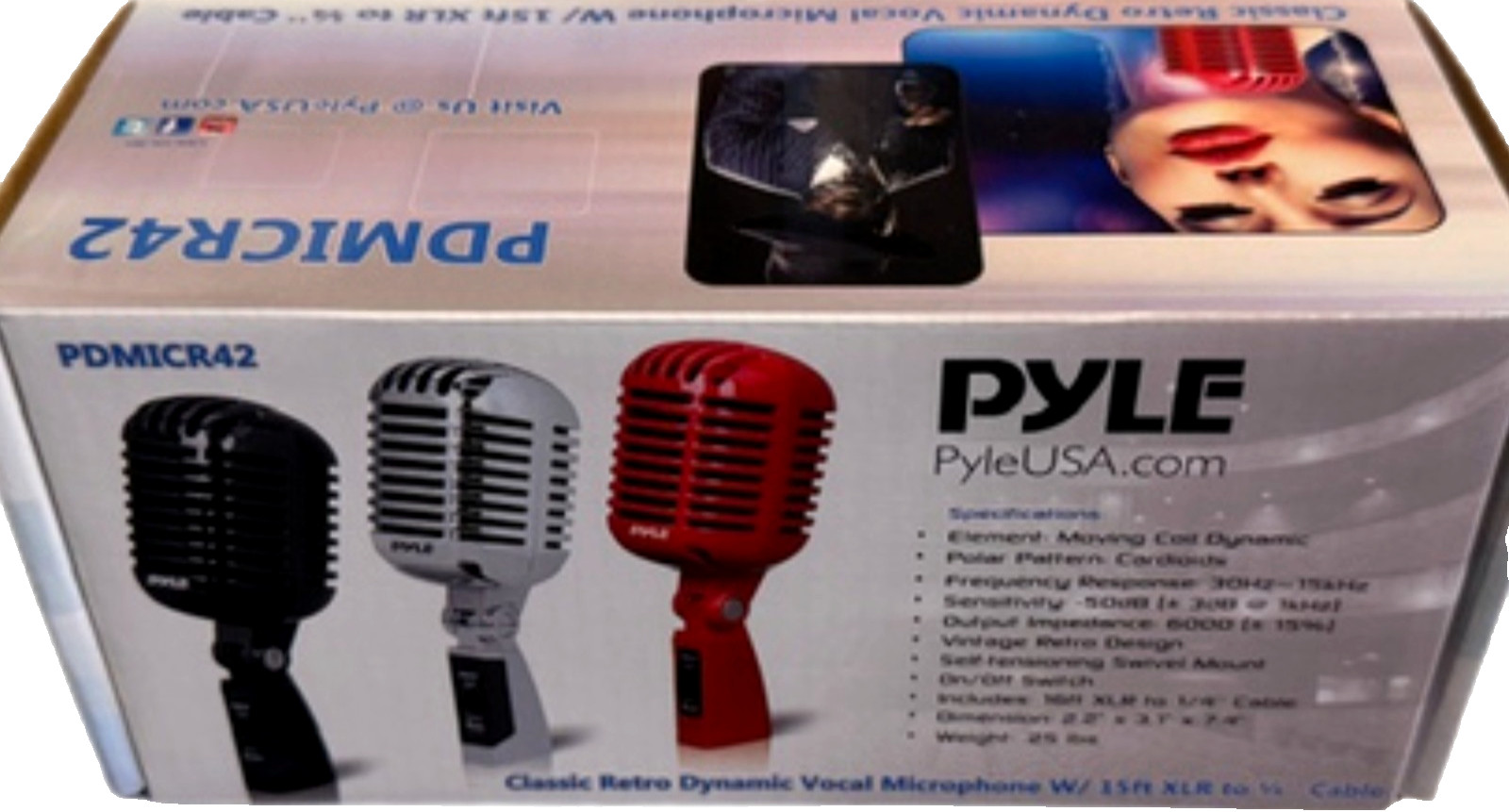 PYLE Vintage Retro Dynamic Vocal Microphone with 16ft XLR Cable, SILVER
