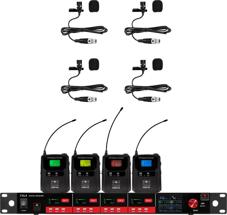 Galaxy Audio CSL4-VVVVM UHF Digital True-Diversity Quad Wireless Lavalier