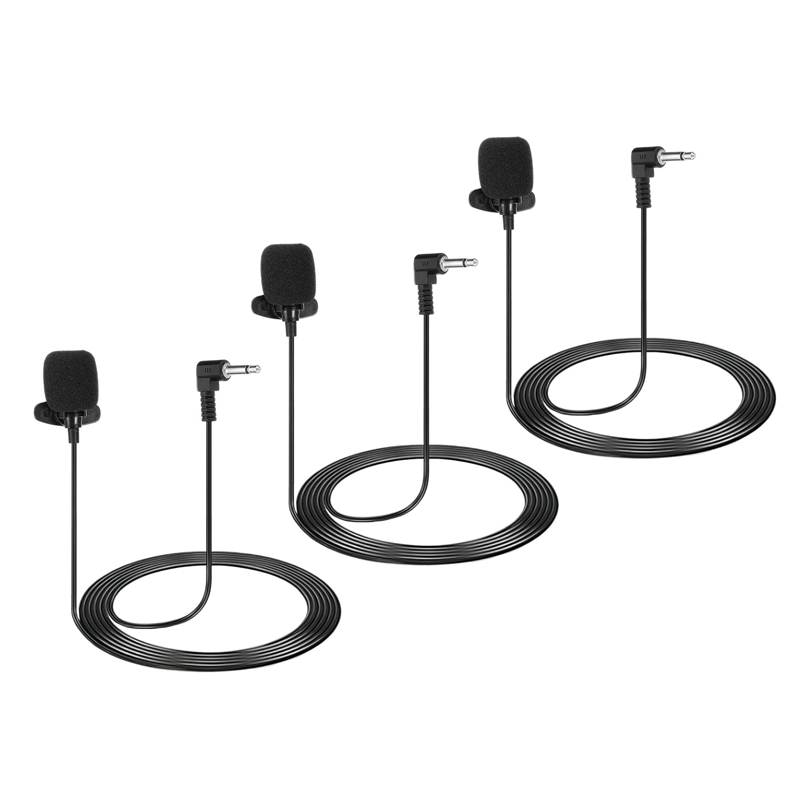 Lavalier Lapel Mic, 3.5mm Elbow Mono, 1.2m Wired Omnidirectional Mic Pack of 3