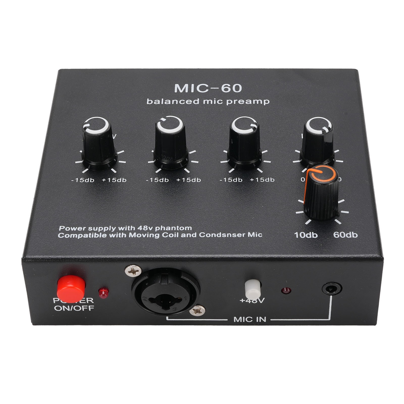 Microphone Preamp Mic Gain 48V Power Supply Mic Pre Amp For Dynamic YUAZ