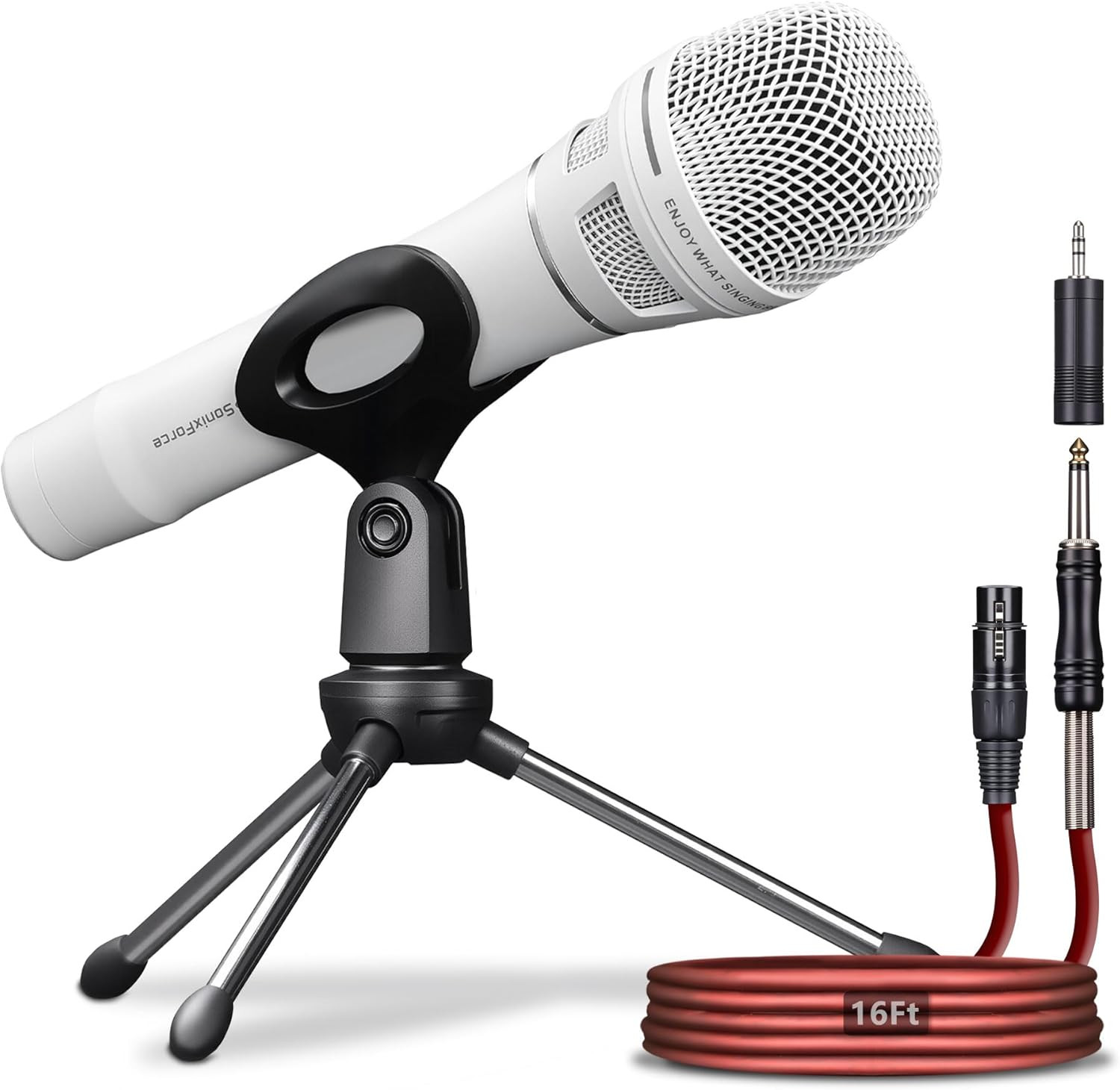Dynamic Microphone – Premium Handheld Wired Mic with 16Ft XLR to 1/4″ Audio Cabl