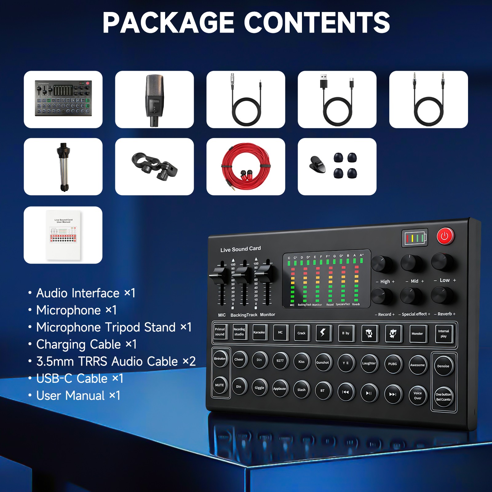 Complete Home Studio Recording Kit for Music Podcast Mixer Condenser Microphone