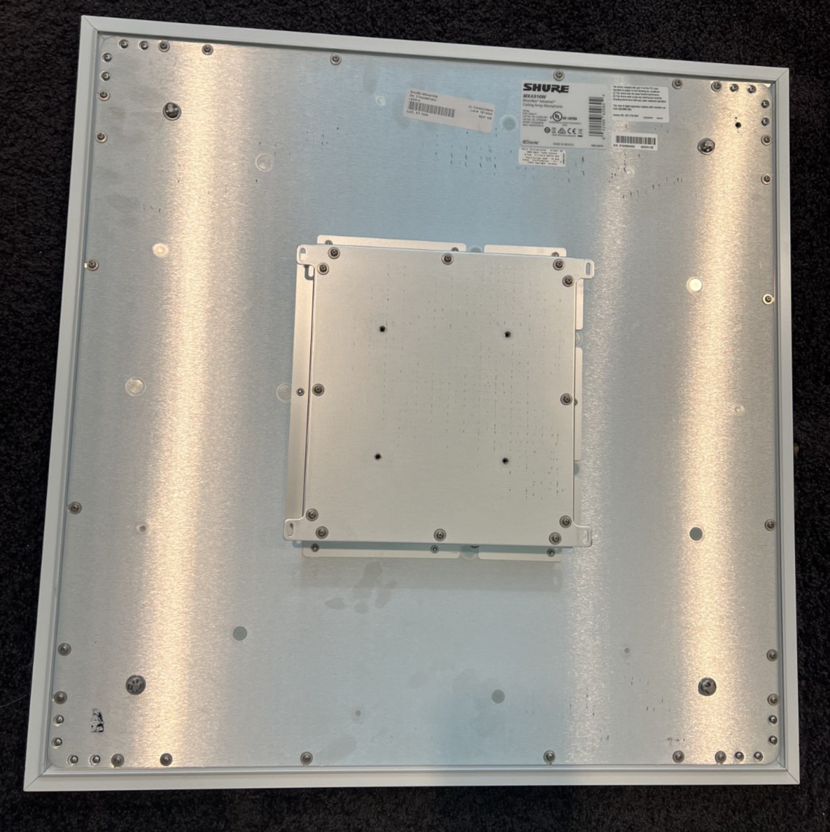 Shure MXA910W Ceiling Array Microphone 24″x24″ Tested & Firmware Updated Dante