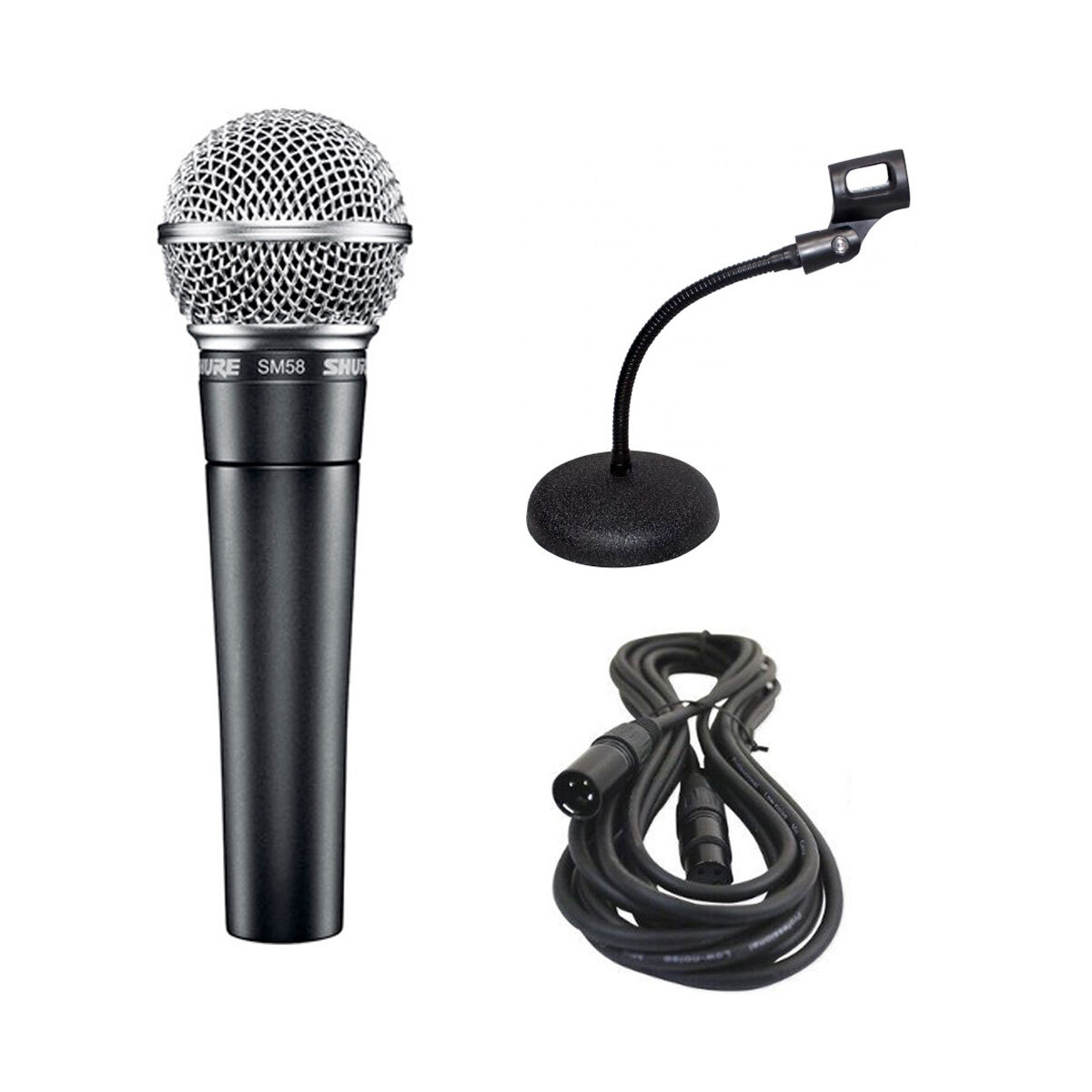 Shure SM58-LC Vocal Microphone w/Desk Stand & XLR Cable