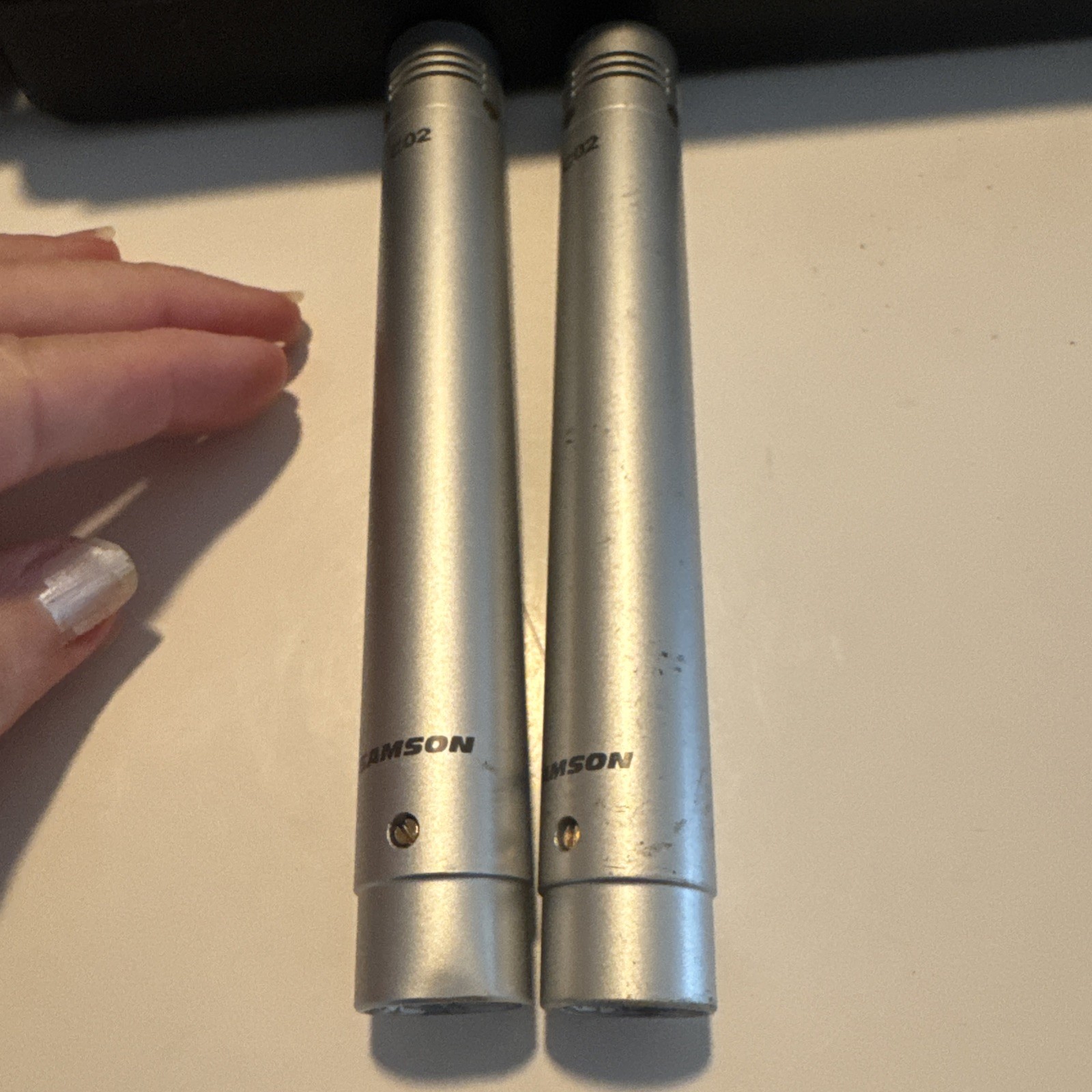 (2) Samson CO2 condenser HiHat microphones Hi-hats Ride Crash Cymbals W/ Case