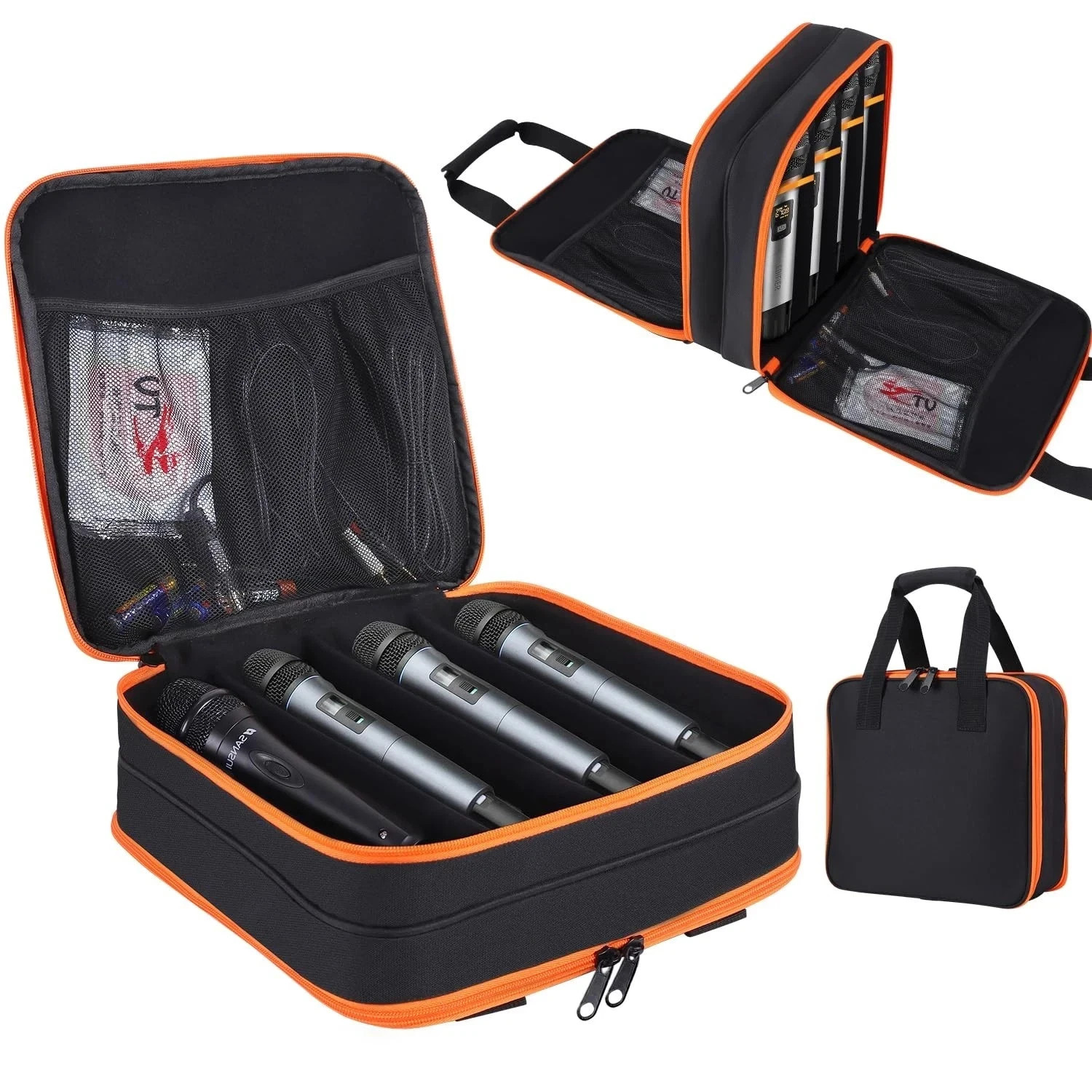 Microphone Case,Wireless Microphone Bag,Portable Storage Case,8 Slots Mic
