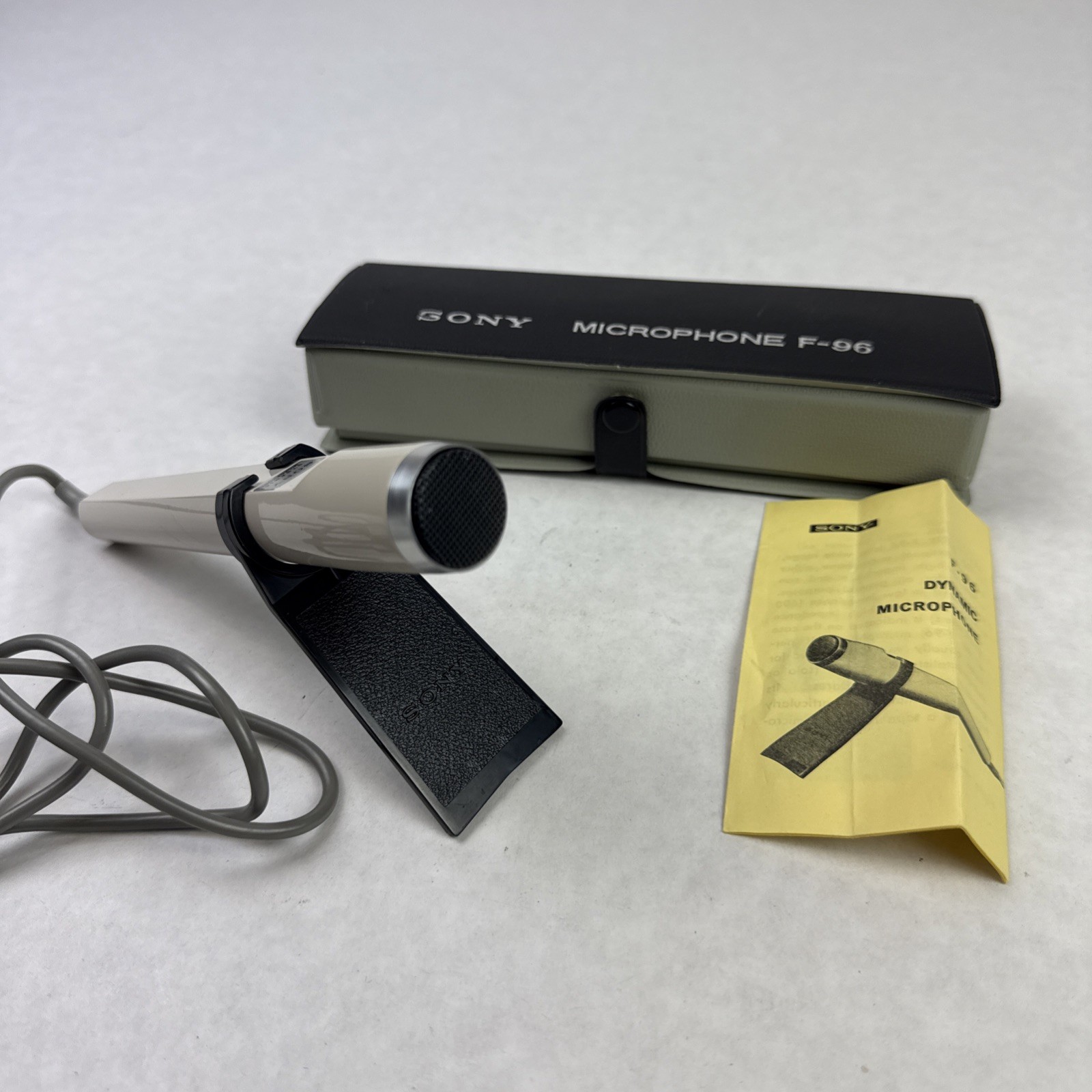 Vintage Sony F-96 Dynamic Microphone in Original Sleeve w/ Insert Untested Japan